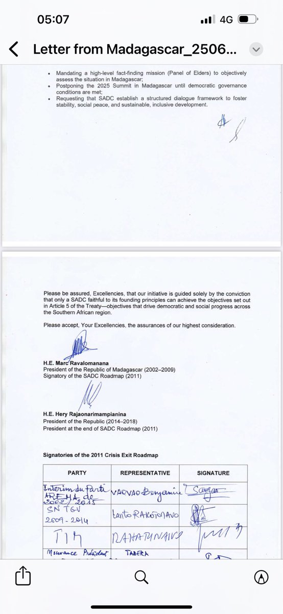 Sophie_Mokoena's tweet image. This letter was written by stakeholders in Madagascar requesting SADC not to hand over the chairmanship of the regional group to their president. That’s what has led to the coup. Signs were there. South Africa will have to take over SADC chairmanship.
#sabcnews.