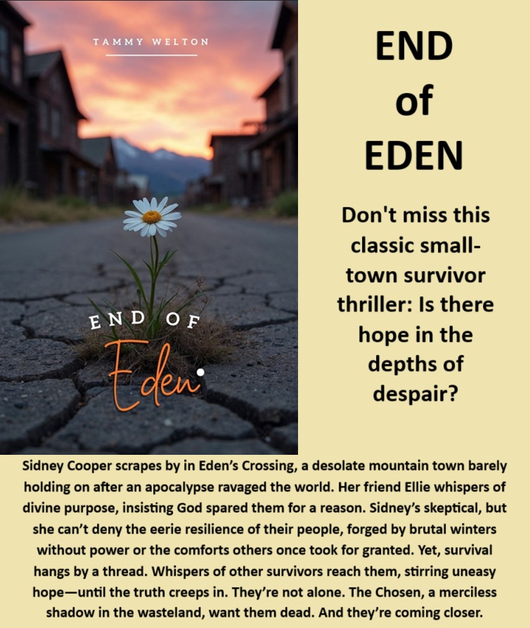 ta_welton's tweet image. Thanks, Jeanne!
🖇️@SPOFarrell3 @booksbyJeanneR
End of Eden
#KindleUnlimited #thrillers #suspense #mystery #suspensebooks #action #adventure #SuspenseLiteraryFiction #smalltown #armageddon
amazon.com/dp/B0FNB48LJJ/…