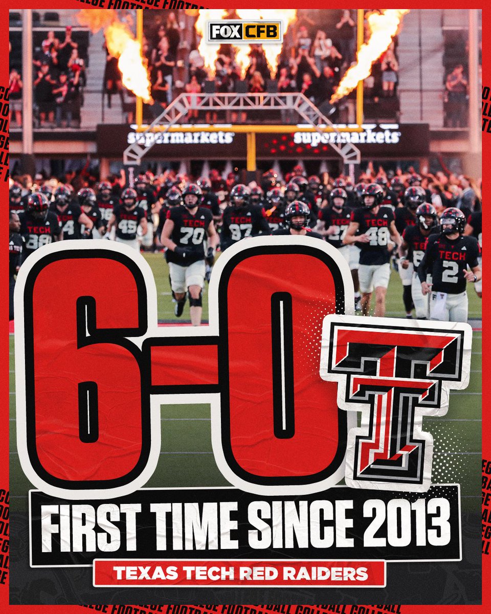 Texas Tech improves to 6-0 for the first time since 2013 and is now bowl eligible 🔥🔴⚫️