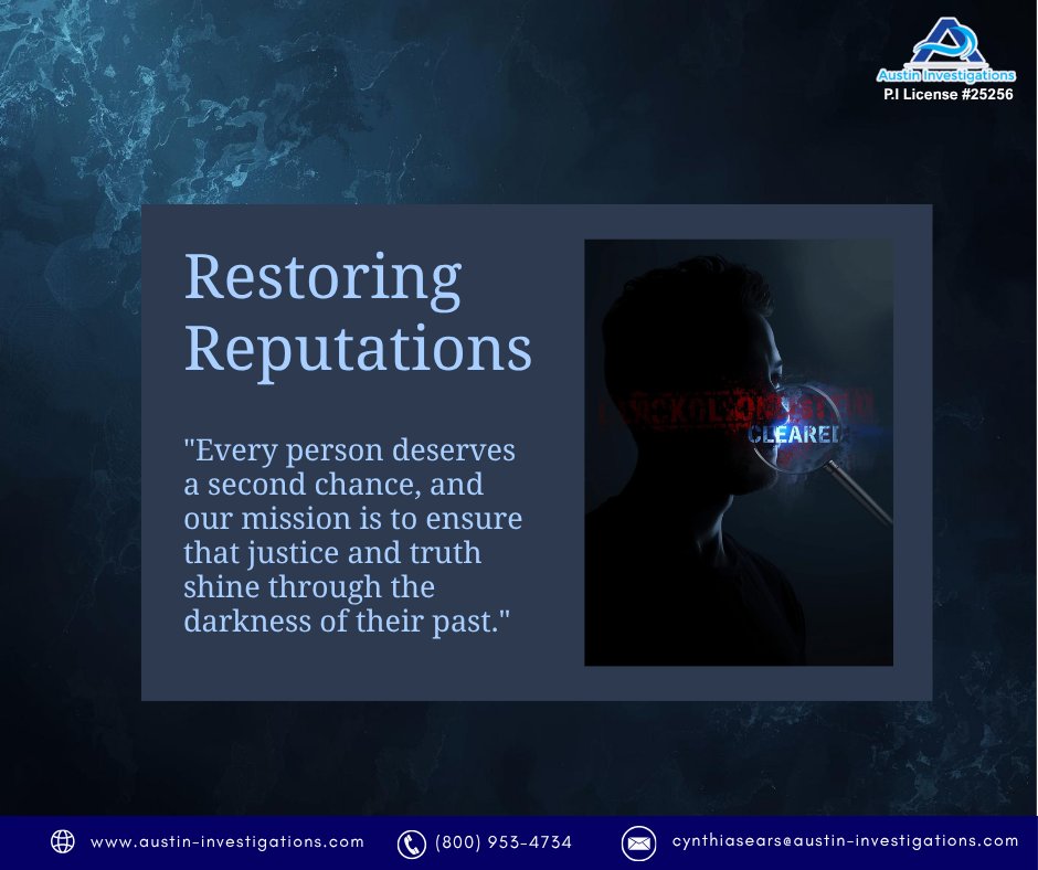 cynthiasears59's tweet image. False claims can ruin reputations. Austin Investigations restores truth where lies spread fastest.
#DigitalJustice #AustinInvestigations #ReputationRecovery #TruthRestored