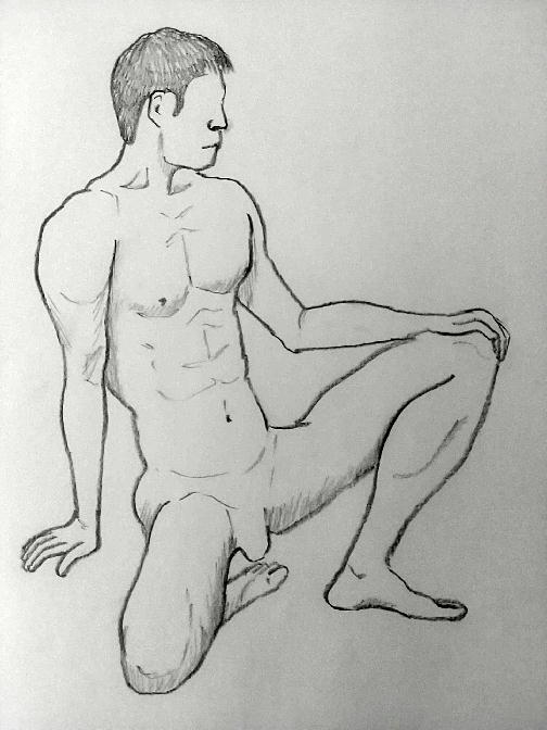 片手をついて、しゃがんでいるポーズ。

#ヌードモデル
#男性ヌード
#男性モデル
#筋トレ男子 
#モデル募集

立ちポーズ全身だと細長く描くことになるので、紙いっぱいに身体が納まるポーズは、描いていて楽しい。