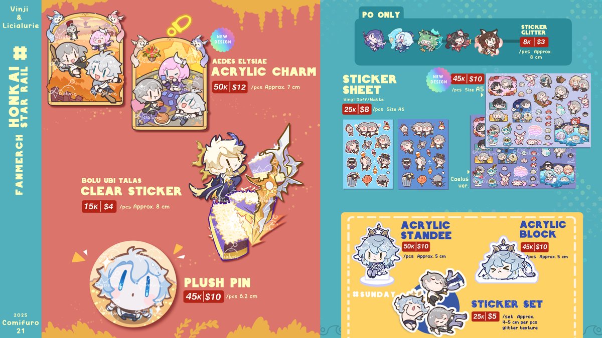 licialurie's tweet photo. (1/3) Vinji &amp; Licialurie PO Batch 2 ⭐️ #comifuro21 [Both Days | Table N-26]  

PO close on 18 Oct 
👑Genshin, HSR, ZZZ  
✉️Local pickup, mail order &amp; International
✨GO DM first  

🔃are deeply appreciated~ 💛৻(  •̀ ᗜ •́  ৻)

#cfxx Form link ⬇️ https://t.co/SeYVhUBBjs