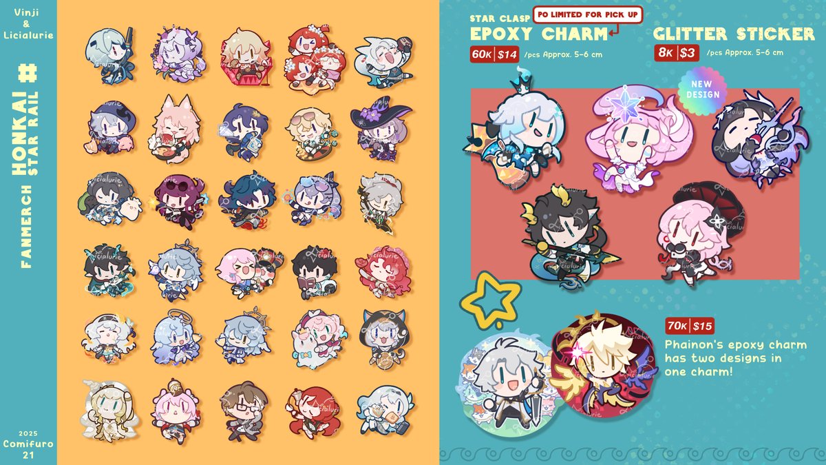 (1/3) Vinji &amp; Licialurie PO Batch 2 ⭐️ #comifuro21 [Both Days | Table N-26]  

PO close on 18 Oct 
👑Genshin, HSR, ZZZ  
✉️Local pickup, mail order &amp; International
✨GO DM first  

🔃are deeply appreciated~ 💛৻(  •̀ ᗜ •́  ৻)

#cfxx Form link ⬇️