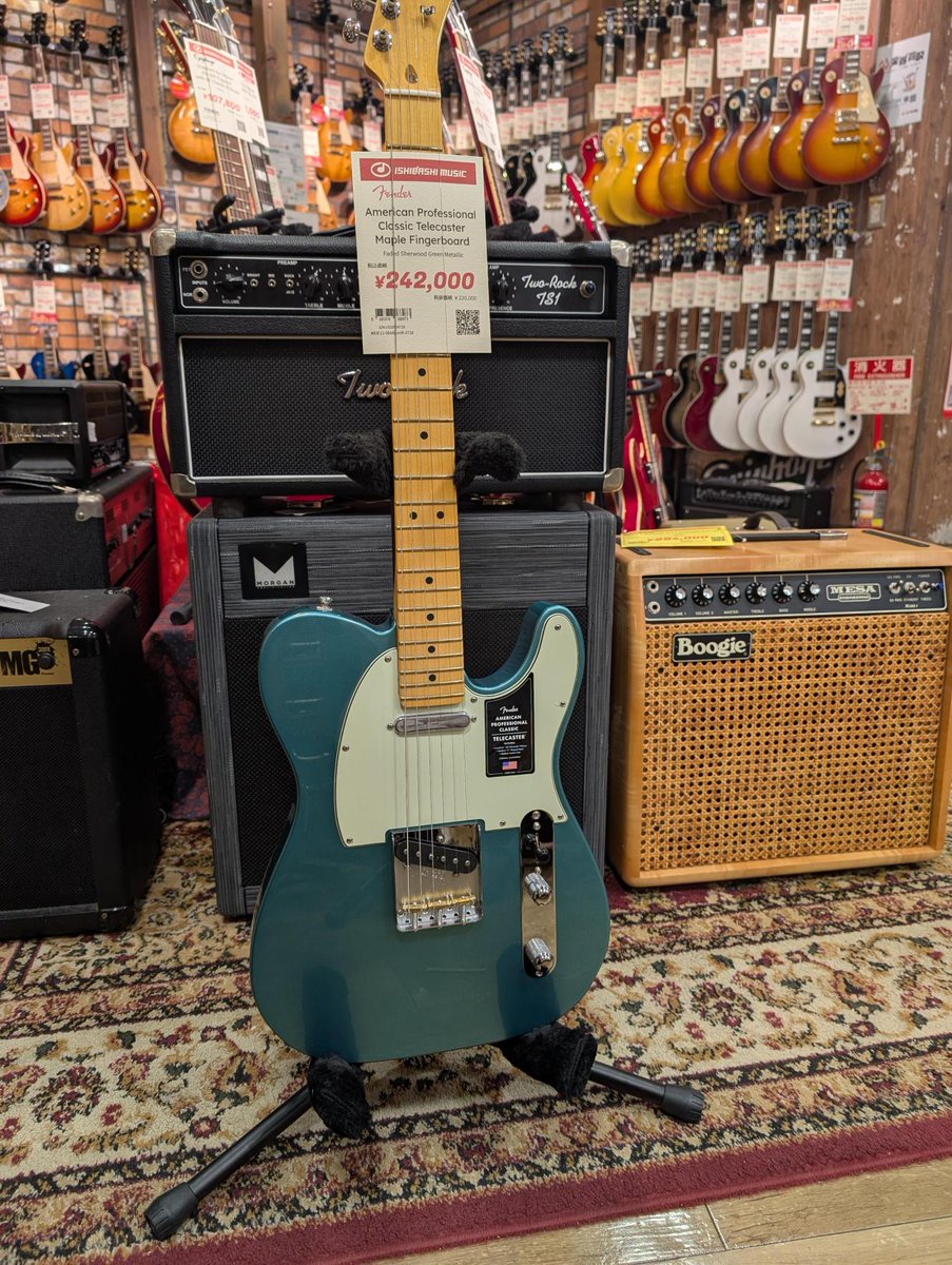 1484umeda's tweet image. 【イシバシ梅田 】  

新製品！🎉#Fender / American Professional Classic Telecaster Maple Fingerboard Faded Sherwood Green Metallic 【SN US25060728】Weight：3.47kg  

Faded Sherwood Green Metallicは派手すぎないナイスなカラー。メイプル指板が映えます。  

ishibashi.co.jp/ec/product/0bb…