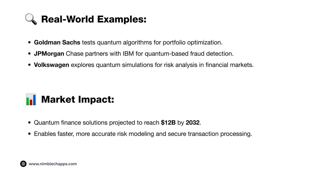 Nimblechapps's tweet image. 💰 Quantum Computing is reshaping finance — faster models, smarter risk analysis, and secure transactions.

The future of fintech is quantum. 🚀

#QuantumComputing #FinTech #AI #Innovation #Nimblechapps