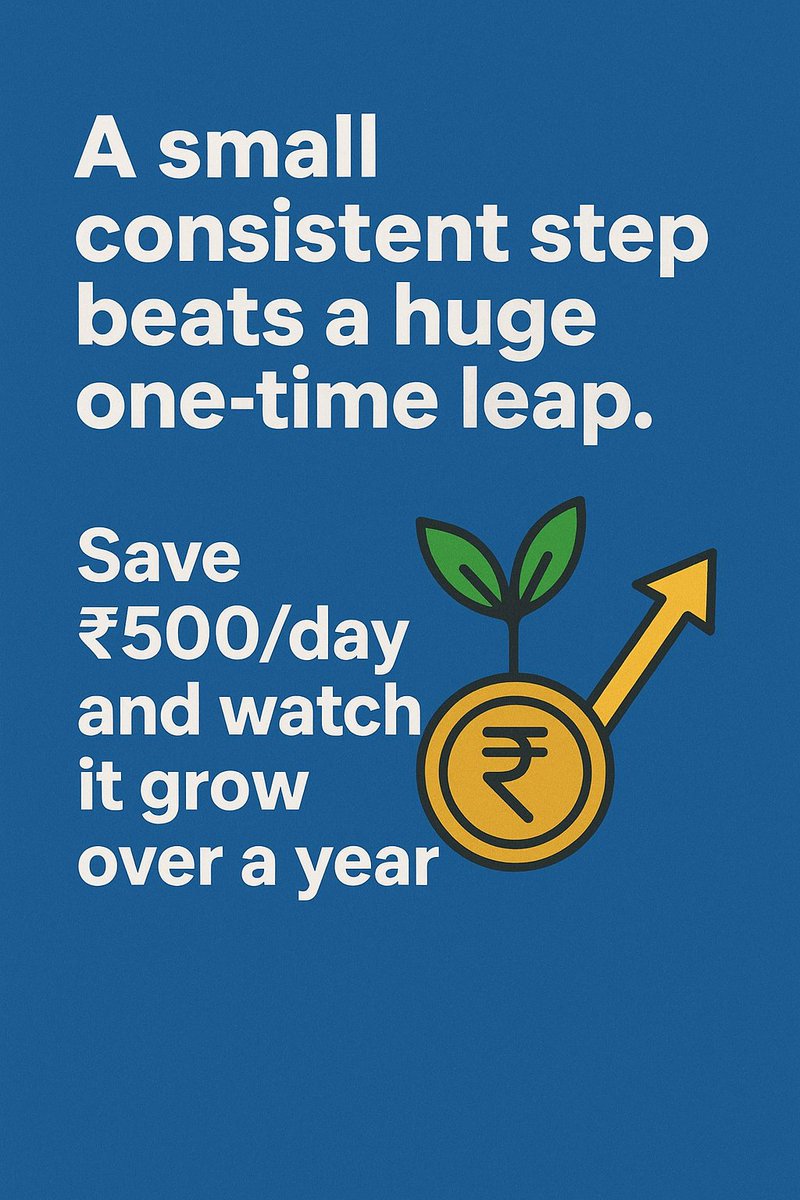 A small consistent step beats a huge one-time leap. 

Save ₹500/day and watch it grow over a year

#SIP