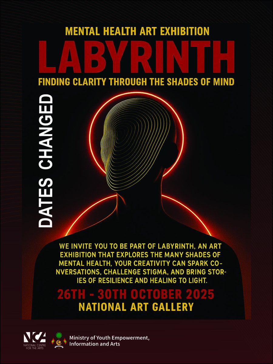 Dates changed!

The Mental Health Art Exhibition LABYRINTH will now be held from 26th to 30th October 2025 at the National Art Gallery.