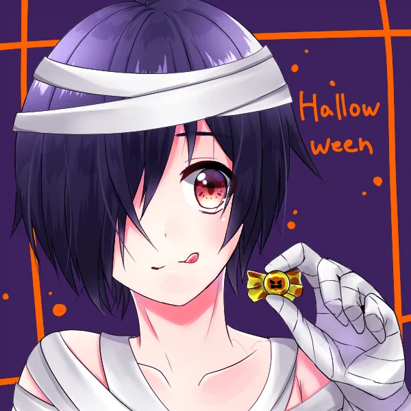 Halloween展用に描いた引用元のイラストは2018年に描いたオリジナルキャラクターのリメイク作品になっています! 昔からフォローしてくれている人たちは見たことあるイラストかも…?