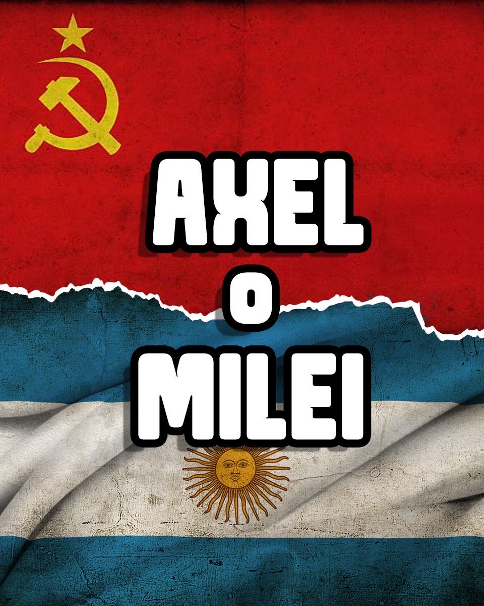 Es el modelo de la Libertad para un futuro prometedor y el cambio cultural para la Argentina o volvemos al camino de la Argentina comunista, progresista y próxima a ser argenzuela robada por la clase política arraigada a las bancas y cajas del estado. 

VOS ELEGÍS 🇦🇷