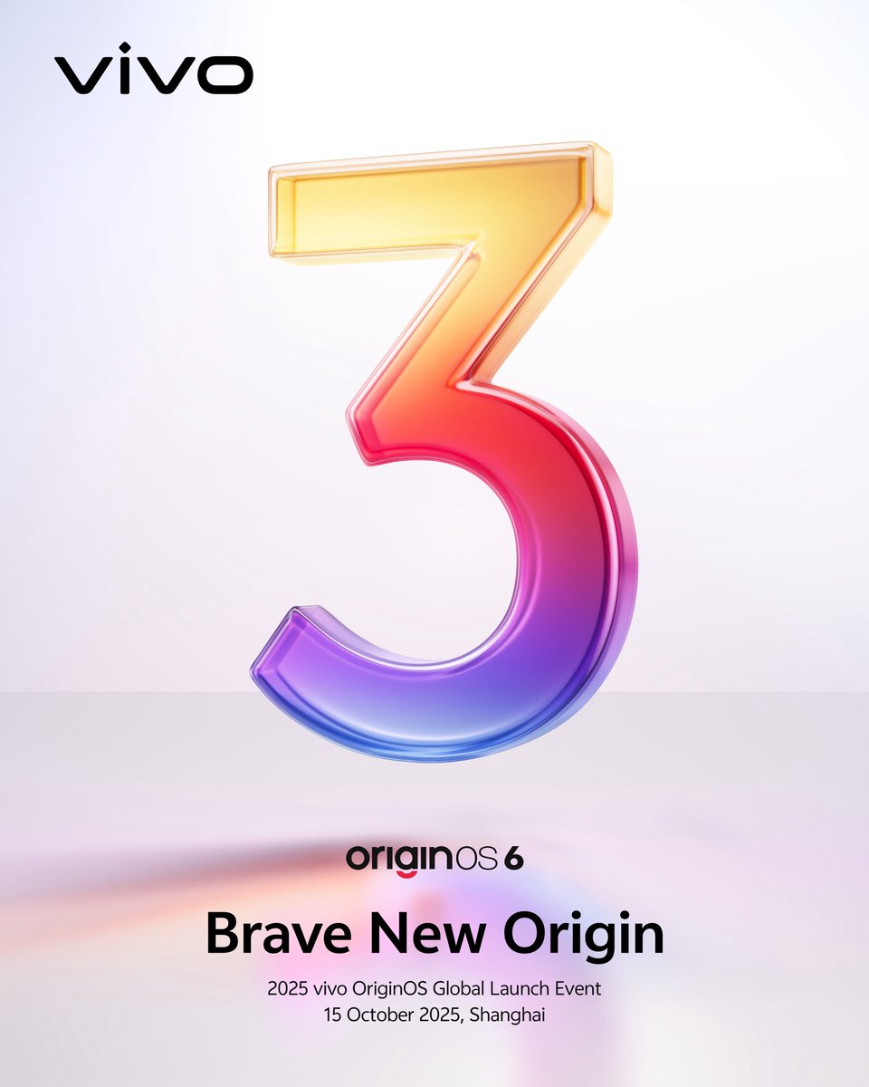 Times_of_Cinema's tweet image. Just 3 days left until the OriginOS 6 Global Launch Event on October 15th in Shanghai. Get ready for the next level of smoothness and elegant design—a truly Brave New Origin! 🚀✨

#OriginOS6 #vivo #Android #TechNews