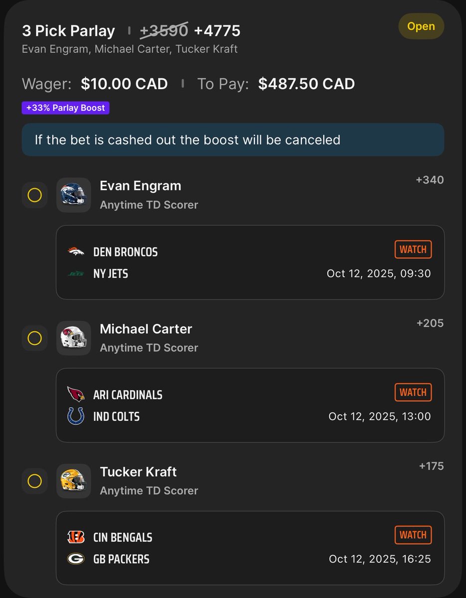 BetLogicAI's tweet image. $10 DK Boost 
3 TDs into almost $500