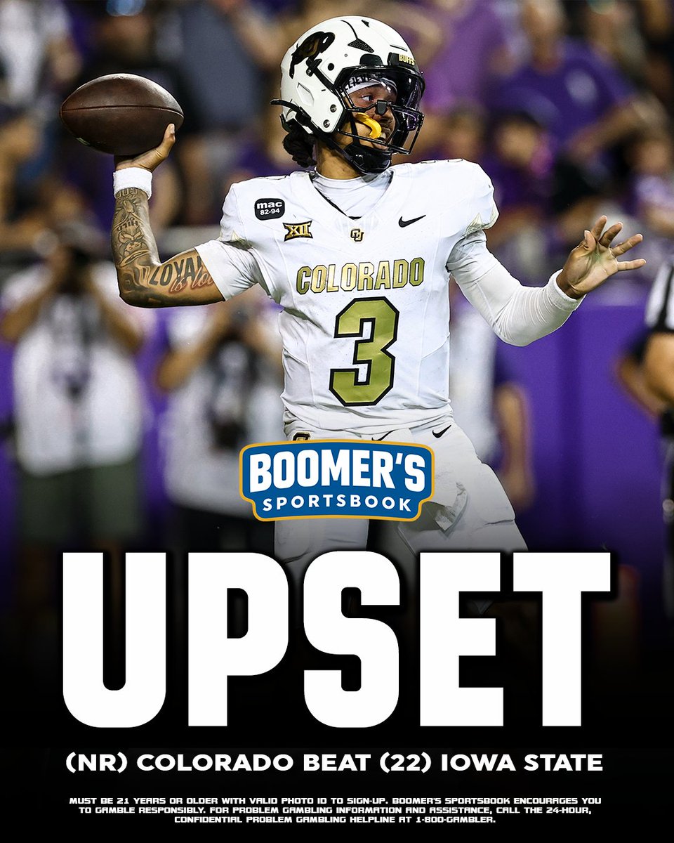 betwithboomer's tweet image. Prime pays! 🦬 Colorado not only covers +3… they take down Iowa State outright! 💵 FINAL: CU 24-ISU 17 #BoomersSportsbook 

#CU #colorado #CoachPrime #odds #CFB