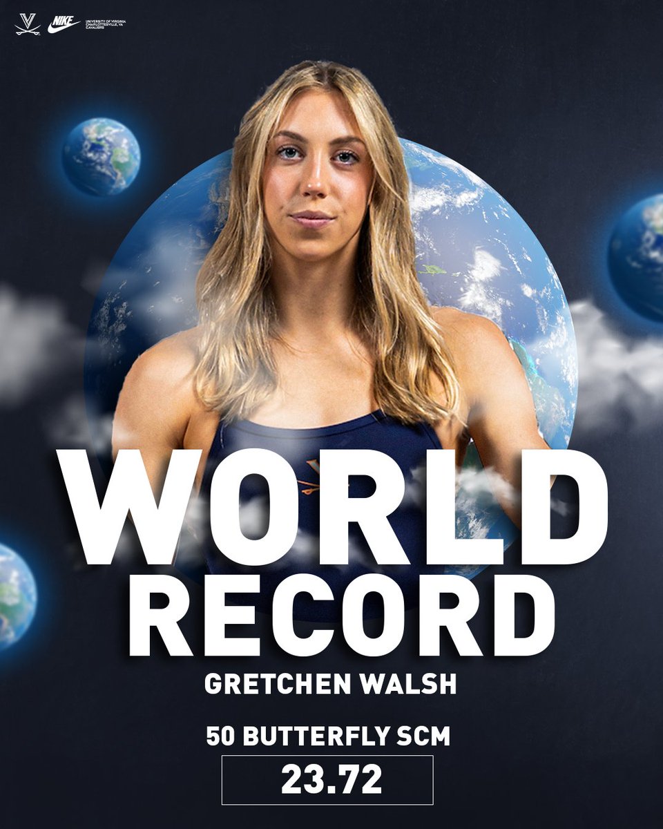 UVASwimDive's tweet image. 🌎 𝗪𝗢𝗥𝗟𝗗 𝗥𝗘𝗖𝗢𝗥𝗗 🌎
𝙂𝙍𝙀𝙏𝘾𝙃𝙀𝙉 𝙒𝘼𝙇𝙎𝙃 𝘿𝙊𝙀𝙎 𝙄𝙏 𝘼𝙂𝘼𝙄𝙉!!!
She smashes her own world record in the 50 Fly with a 23.72 at the World Aquatics World Cup stop in Carmel, Ind. #GoHoos