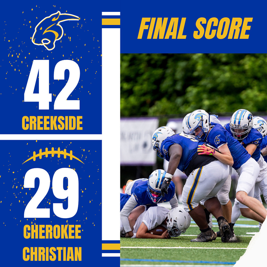 Creekside rushed for 373 yards in our win over Cherokee Christian yesterday. The Cougars are now 6-1 on the season. Let’s go Cougs!