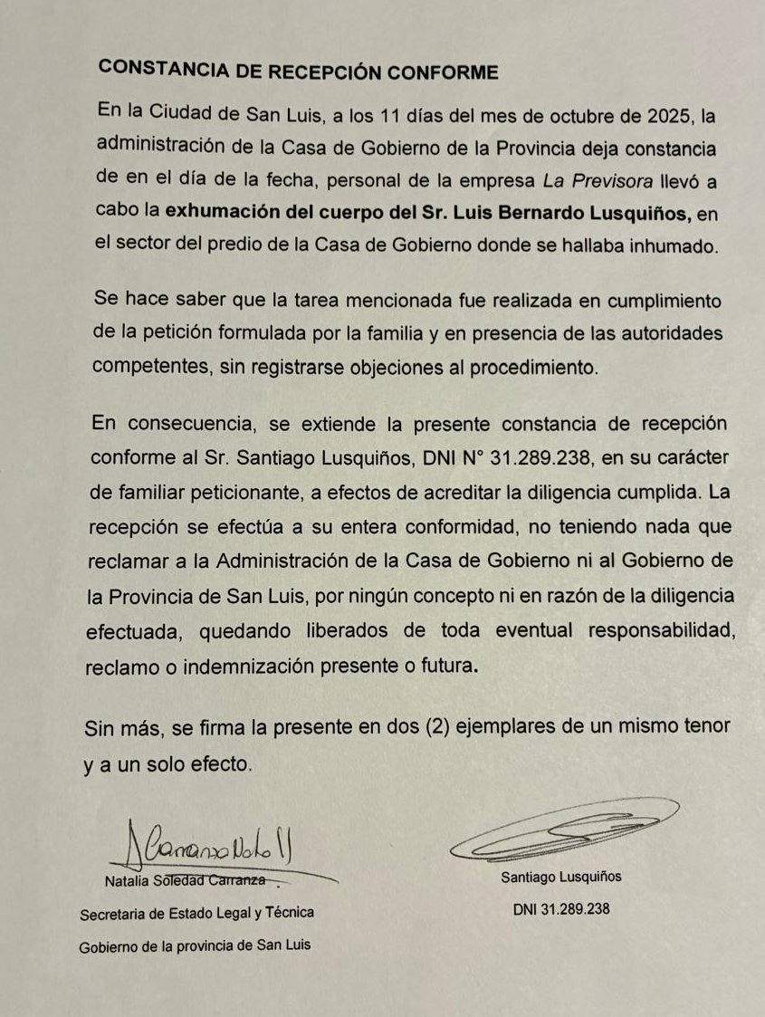 Atento a la infame y falsa publicación del diario de <a href="/alberto_rsaa/">Alberto R Saá</a>  quien consigna en un escrito titulado “El gobierno "profana" la tumba de Luis Lusquiños” violentando no solo la verdad de los hechos, sino también la memoria de a quien, el propio exgobernador definió como su