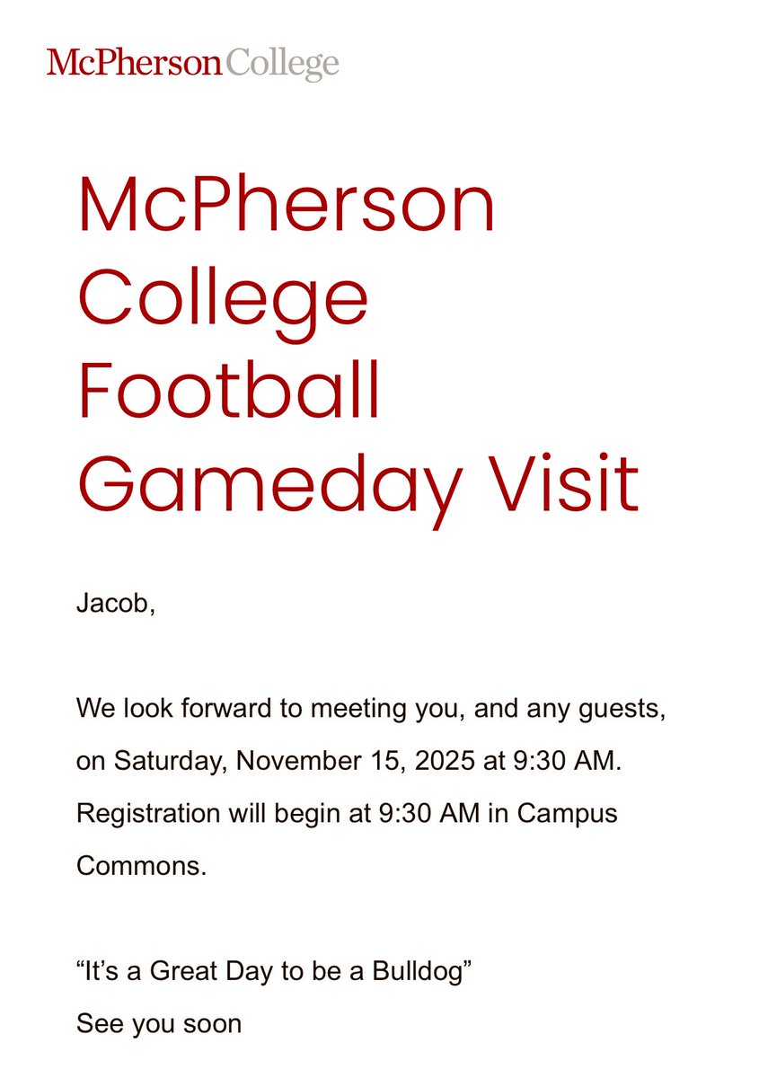 Blessed to go visit McPherson this November