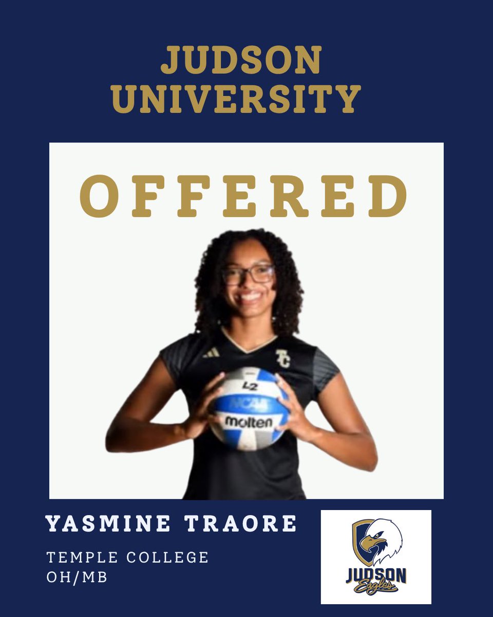 Yas_Traore_2025's tweet image. Thankful to receive an offer to play volleyball at Judson University! 🏐@JudsonU @GoMVB @CoastRecruits @justwsports @NP_Recruiting @ProspectID_ @RivalsPortal @TransferPortal_