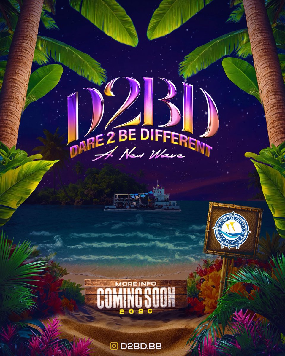 A new wave is upon us 🌊
Dare 2 Be Different the cruise is back🔥
Bigger &amp; better, just good vibes, fresh energy and making cruise life sweet again ⛴️🥂
Follow @d2bd.bb to stay updated
More info. coming soon ⏳

instagram.com/d2bd.bb?igsh=b…