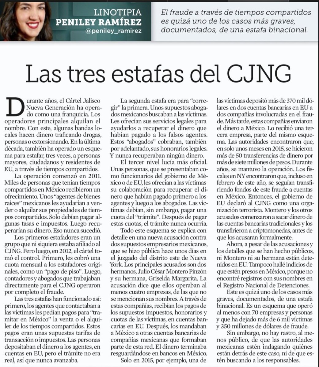 DeniseMeadeG's tweet photo. CJNG Estafa 350 Millones con Tiempos Compartidos 💰🏖️

@peniley_ramirez expone la estafa perfecta del CJNG: tres veces el mismo timo.

1. Primero te venden tiempos compartidos falsos.

2. Luego te cobran por "recuperar" tu dinero.

3. Finalmente, "funcionarios" te cobran otra vez por el mismo engaño 😱.

¡Tres estafas por el precio de una! 😂

70 empresas, 6 mil víctimas, 350 millones robados.

Los hermanos Montero operaban desde cuentas estadounidenses enviando dinero a México 🫨.

¿Las autoridades mexicanas investigando? ¡Para nada! 🤷‍♀️

México: paraíso del crimen organizado empresarial.

Mientras CJNG roba millones, el gobierno hace turismo.

#CJNGEstafador #TiemposCompartidosFraudulentos
