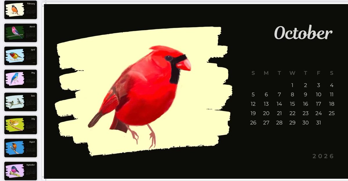 I created a unique art calendar featuring 12 beautiful birds I painted myself.
Each month brings a different bird to brighten your days.
🕊️ Available now on my Etsy shop:
👉 canadaallaboutnature.etsy.com/listing/438541…