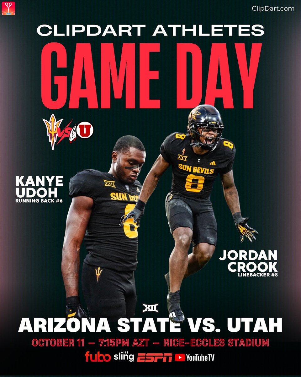 ClipDart (@clipdart) on Twitter photo <a href="/ClipDart/">ClipDart</a> Athletes <a href="/KanyeUdoh6/">Kanye Udoh 🚀</a> & <a href="/jcrook36/">Jordan Crook</a> battle <a href="/Utah_Football/">Utah Football</a> tonight‼️🔱🏈
This NIL deal goes beyond the game. Kanye & Jordan are driving donations to provide FREE haircuts for underserved <a href="/ASU/">Arizona State University</a> students & Phoenix communities 👏
Learn more at ClipDart.com/nil ⬅️ <a href="/ClipDart/">ClipDart</a> Athletes <a href="/KanyeUdoh6/">Kanye Udoh 🚀</a> & <a href="/jcrook36/">Jordan Crook</a> battle <a href="/Utah_Football/">Utah Football</a> tonight‼️🔱🏈
This NIL deal goes beyond the game. Kanye & Jordan are driving donations to provide FREE haircuts for underserved <a href="/ASU/">Arizona State University</a> students & Phoenix communities 👏
Learn more at ClipDart.com/nil ⬅️