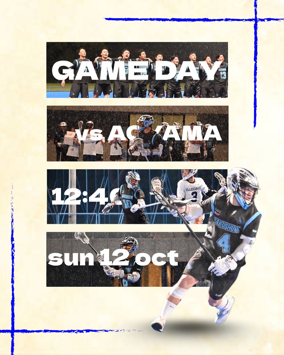 men_glax's tweet photo. 【GAME DAY】
本日、2025年度 第37回関東学生ラクロスリーグ戦vs青山学院大学が開催されます。

 《試合詳細》
⏱日時
10月12日（日） 12:40FO
🏟会場
駒沢オリンピック公園 第一球技場
📺配信
YouTubeアカウントにてLIVE配信予定
チャンネル名：【学習院大学ラクロス部男子】 https://t.co/B8QwIKJ6zR