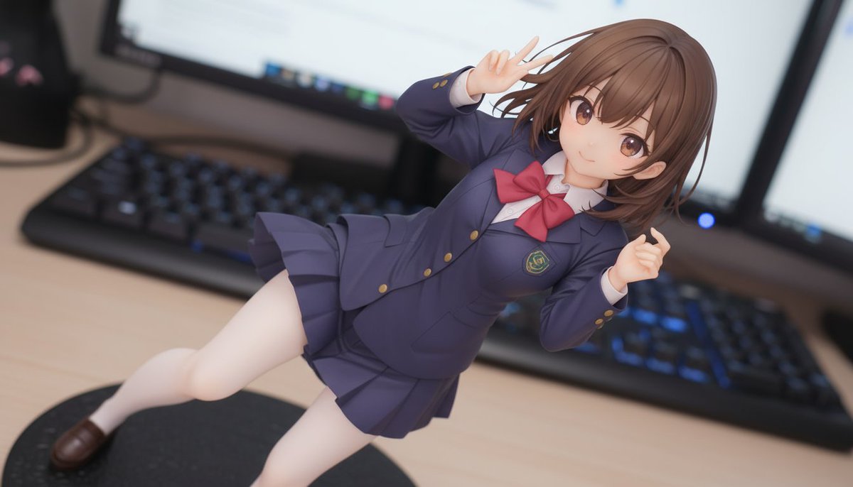 momuka_45's tweet image. うちの子フィギュア出ました💕（嘘） 
#AIイラスト #少女 #オリジナル #女子高生