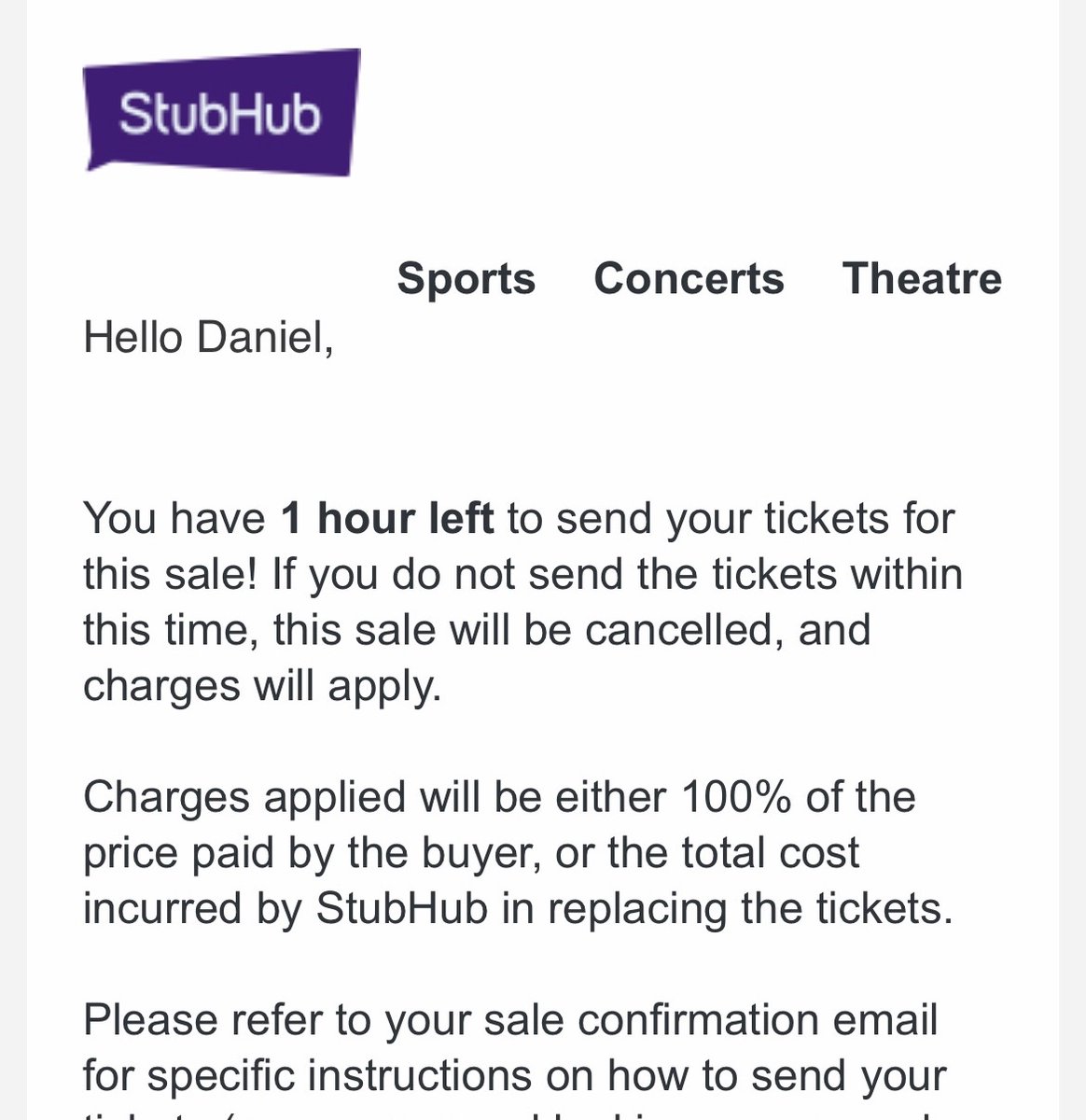 I keep getting g contradicting messages from <a href="/StubHub/">StubHub</a> … A this point I don’t know if m going to loose my money, loose my tickets, or both. The show is today… Nice way to make it a great experience