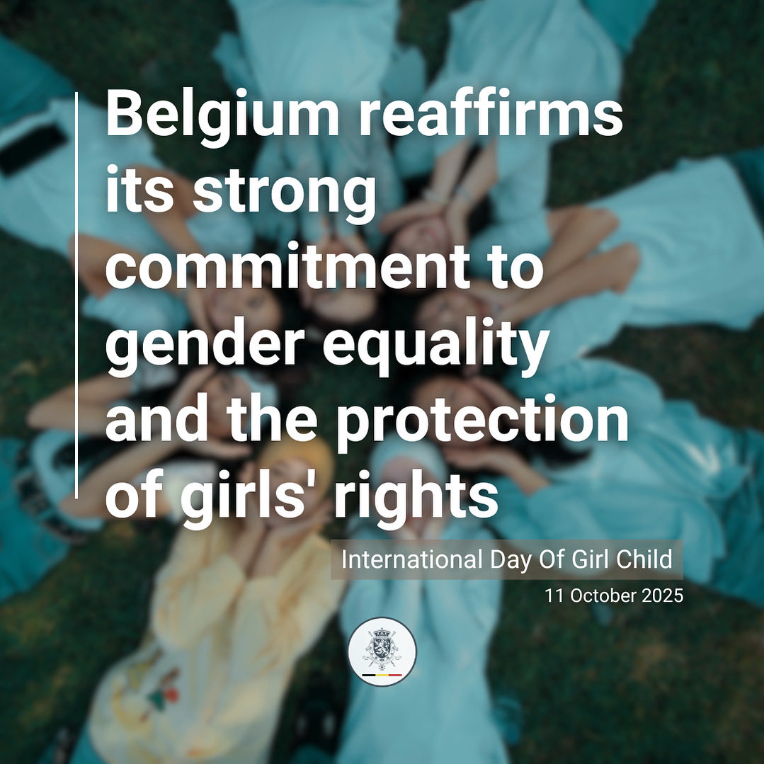 En este Día Internacional de la Niña, Bélgica reafirma su firme compromiso con la igualdad de género y la protección de los derechos de las niñas. 

¡Hoy celebramos la fuerza y ​​el talento de las niñas de todo el mundo! 👧 #internationaldayofthegirlchild