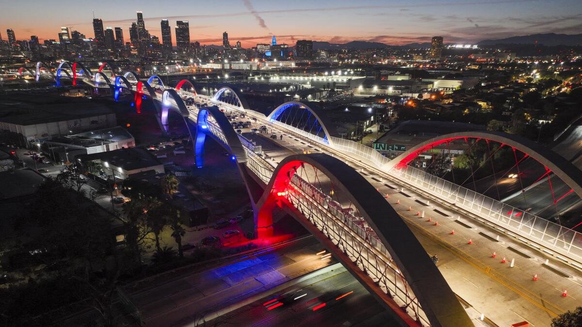 Below is what L.A.'s new 6th Street Viaduct looked like when it opened in 2022, but since then all the copper wiring for the lighting has been stolen.