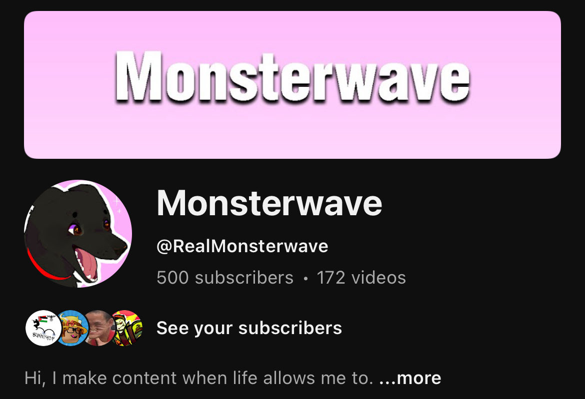 THANK YOU ALL SO MUCH FOR 500 SUBSCRIBERS. I’M GONNA PLAN SOMETHING SPECIAL FOR THIS MILESTONE AS A WAY TO THANK YOU ALL, BUT IT MIGHT TAKE SOME TIME TO MAKE. THANK YOU ALL AGAIN, YOU’RE ALL SO AMAZING!!!!!