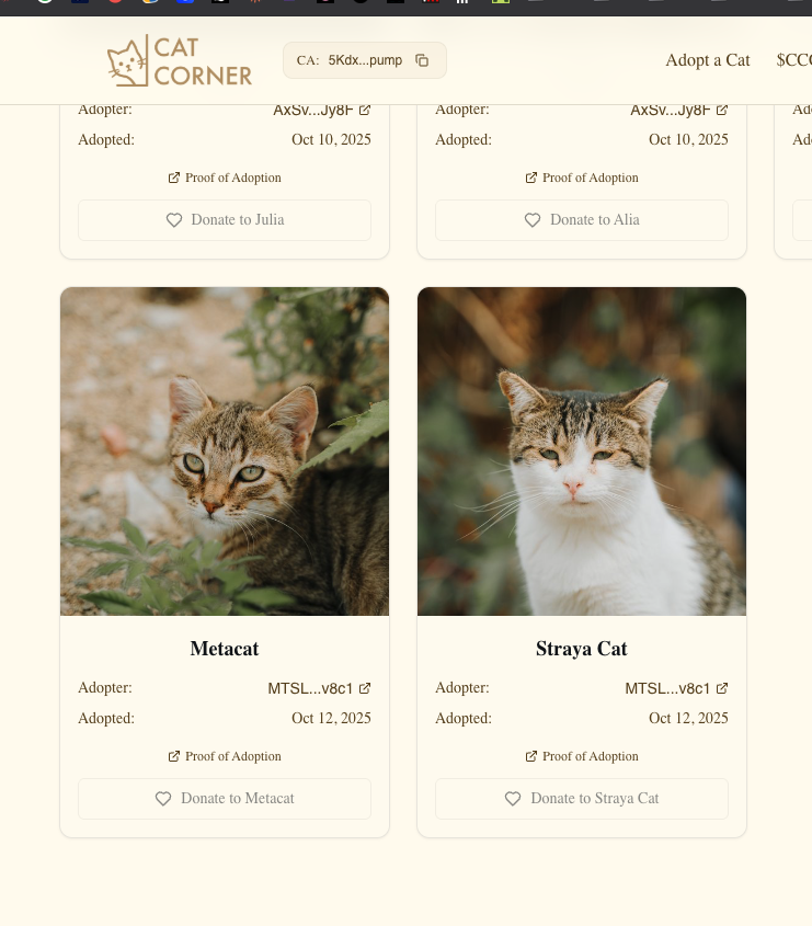 if its all going to zero - you might as well help some cats if you can

i just adopted <a href="/CatCornerCoin/">Cat Corner Coin</a> 

buy 1M $CCC tokens
burn them
name the cat