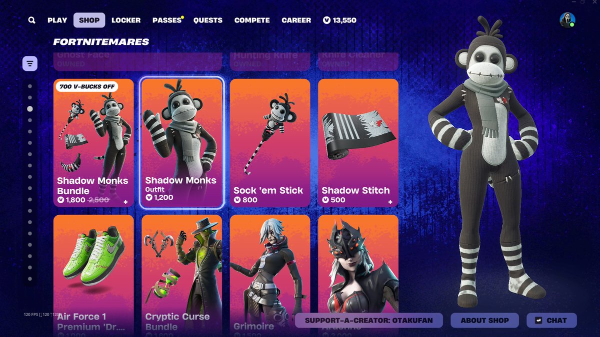 Otakufansite's tweet image. 💸 SORTEO de 3000 PAVOS💜
🎉 ¡YA SOMOS 83/200! 🙌
🟣 Usa el CÓDIGO OTAKUFAN en la tienda de Fortnite
¡Gracias por estar siempre ahí y por ser parte de esta familia! 💜
#Fortnite #CódigoDeCreador #Sorteo #Skins