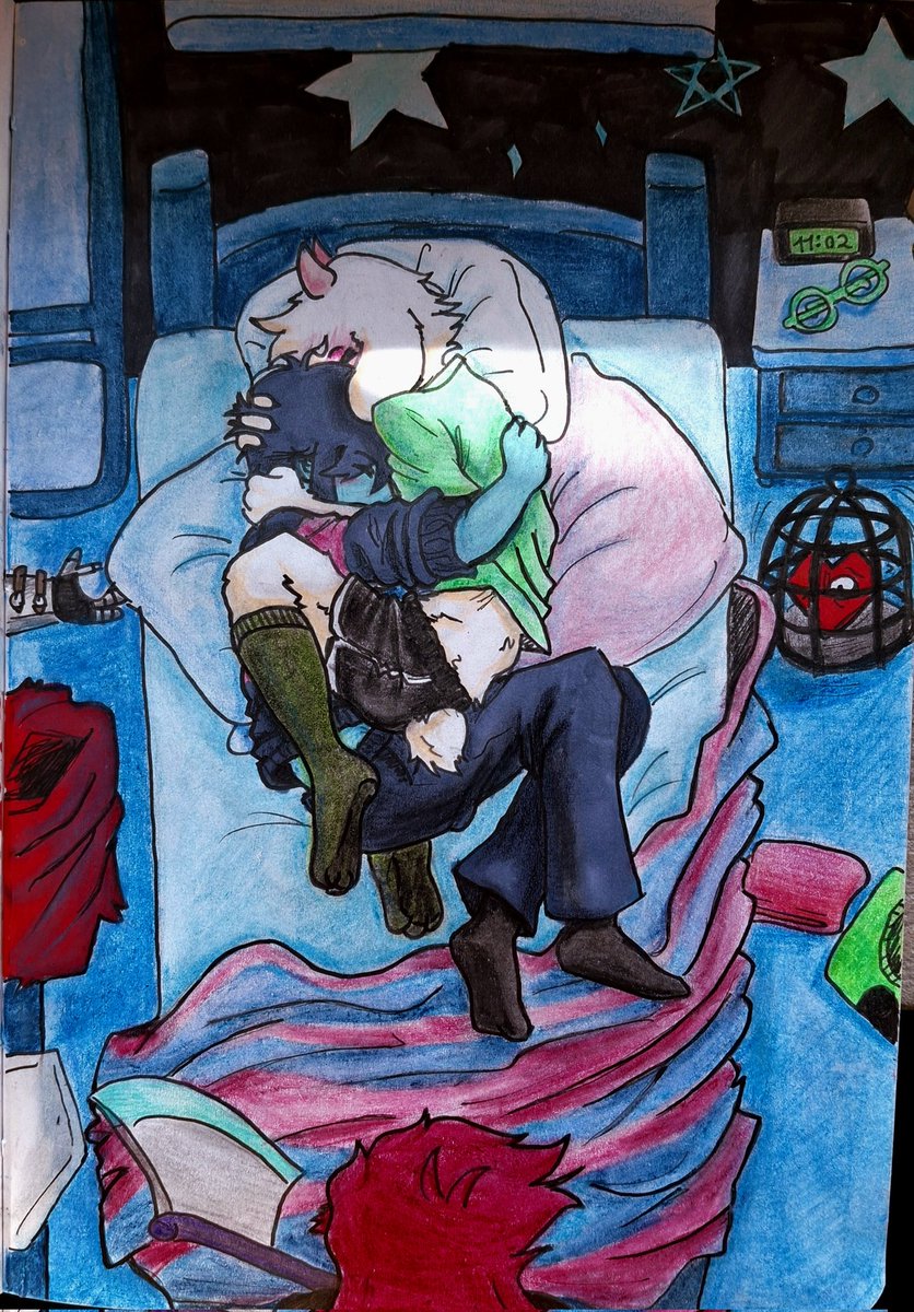 FuzzyPickler's tweet image. They overslept. #kralsei #DELTARUNE #sleepingbuddies #cuddles