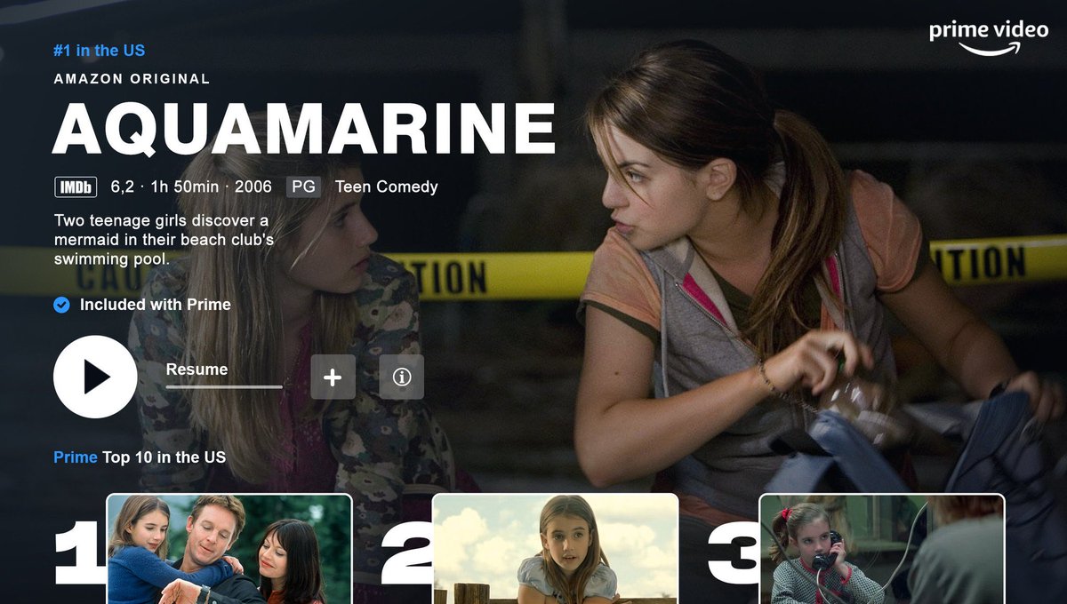 PrimeStreamRP's tweet image. 𝗪𝗮𝘁𝗰𝗵 𝗡𝗼𝘄! © #PrimeVideoRP
Aquamarine.🐚 ❨ 𝖬𝗈𝗏𝗂𝖾 • 𝟤𝟢𝟢𝟨 ❩

Aquamarine is now available in our catalog — dive back into this iconic summer classic anytime. ✨