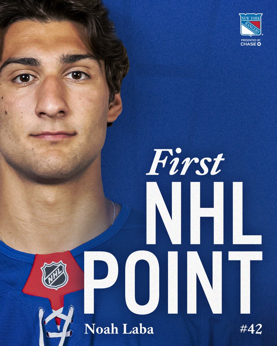 NYRangers's tweet image. With a secondary assist on Cuylle&apos;s power play goal, Laba notches his first NHL point. 👏