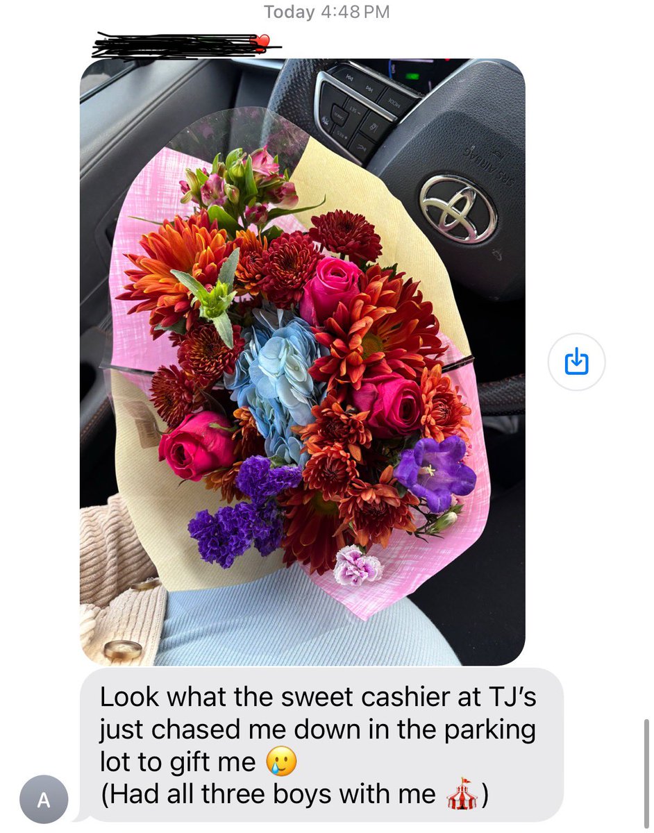 IDontGiveAPram's tweet photo. Just got this text from my (very beautiful) sister who is currently 9 months pregnant with her 4th son. 

Gentlemen, romance your wives or the all powerful rizz lords of Trader Joe’s will do it for you… https://t.co/4dy45FPhbz