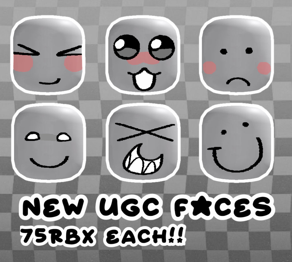 Cybers0urr's tweet image. NEW UGC FOR YALL !!!🔎
faces designed by me !
modeled &amp;amp; uploaded by @yukiitweets 
LINK TO THEM BELOW!! #robloxugc