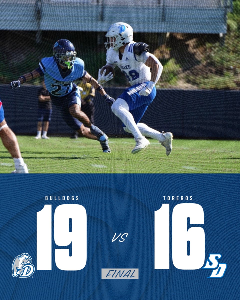 Drake Football (@drakebulldogsfb) on Twitter photo ๐๐๐๐๐๐๐๐ ๐๐๐
Herman | 15 rush, 98 yds
Woodson | 7 rush, 55 yds, TD
Spellman | 14-21, 128 yds
Voth | 4 rec, 29 yds
Codde | 11 tck
Korzeniowski | 9 tck, 1.5 TFL
Balke | 2-2, 55-yd GW
#DSMHometownTeam ๐๐๐๐๐๐๐๐ ๐๐๐
Herman | 15 rush, 98 yds
Woodson | 7 rush, 55 yds, TD
Spellman | 14-21, 128 yds
Voth | 4 rec, 29 yds
Codde | 11 tck
Korzeniowski | 9 tck, 1.5 TFL
Balke | 2-2, 55-yd GW
#DSMHometownTeam