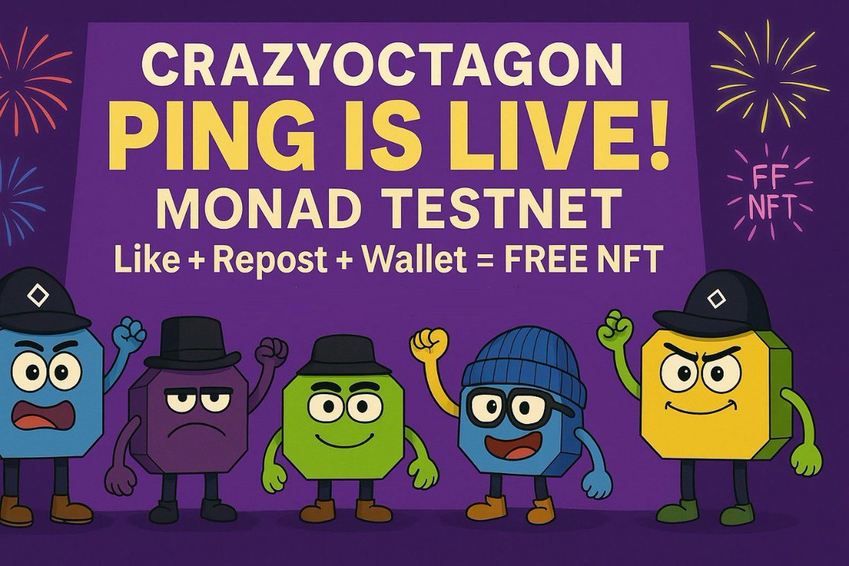 🚀 We did it! CrazyOctagon is LIVE on Monad Testnet 📷 The cubes are awake and ready to Ping!   

💜 Like + Repost
💳 Drop your wallet in the comments
🎁 Get a free CrazyOctagon NFT
👉crazyoctagon.xyz

  #NFTdrop #NFTFree #CryptoFun #CrazyOctagon #CrazyCube
