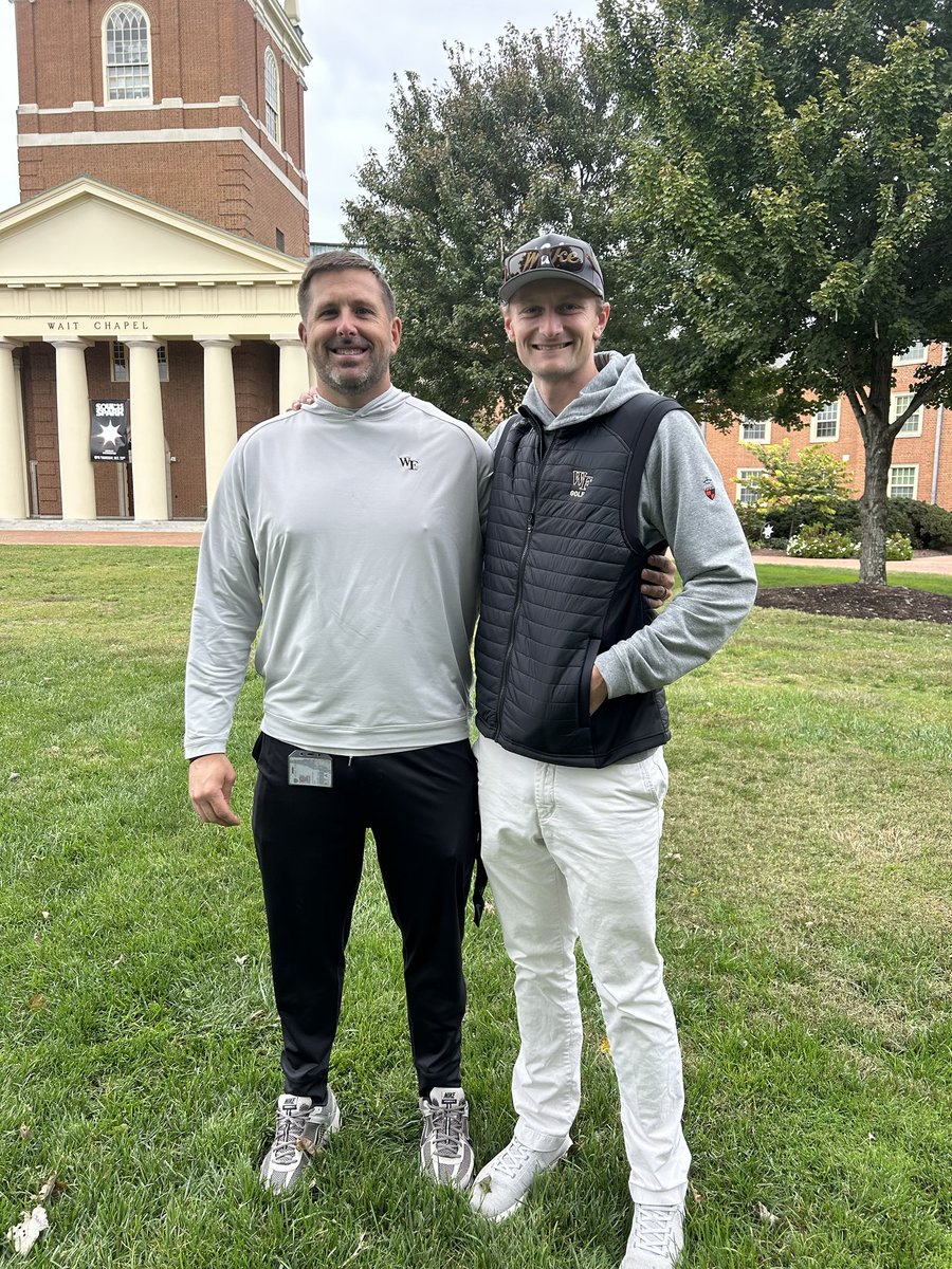 CoachDBass's tweet image. Great catching up with ⁦⁦@ldetmer32⁩ today. Relationships will always be the best part of athletics. ⁦@WakeMGolf⁩