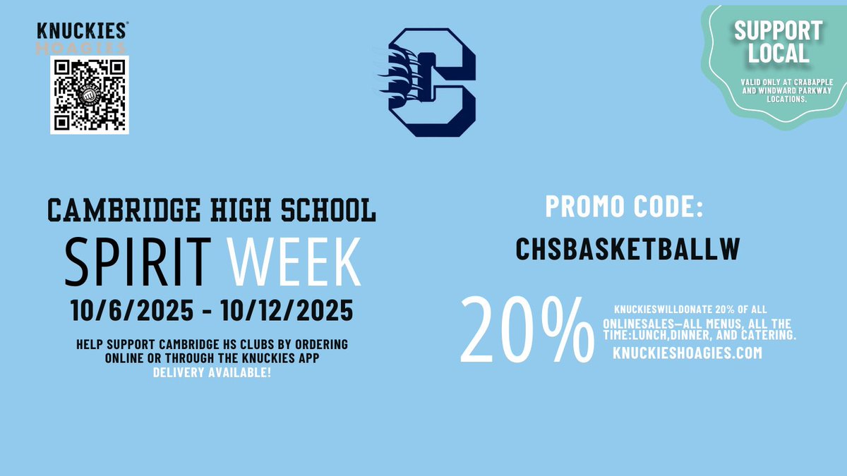 Need dinner ideas? Support your Cambridge girls basketball program by ordering online at Knuckies this week! 
<a href="/KnuckiesHoagies/">Knuckies Hoagies</a>