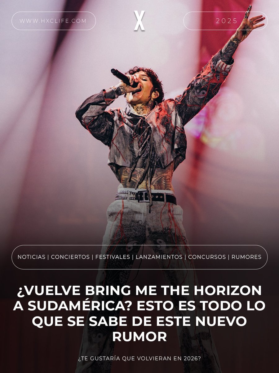 ¿Bring Me The Horizon vuelve a Sudamérica? Rumores dicen que podrían tocar en Rock In Rio 2026.

+info: instagram.com/p/DPrVMNZESHW/…