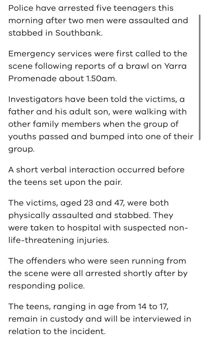 jacksonmoon's tweet image. MELBOURNE STABBING: A dad and his son stabbed by a group of teen thugs (aged 14-17) outside Crown Casino. Five teens arrested—police looking for others.  In 2026—vote like your life depends on it.  #Melbourne #crime #JacintaAllan
