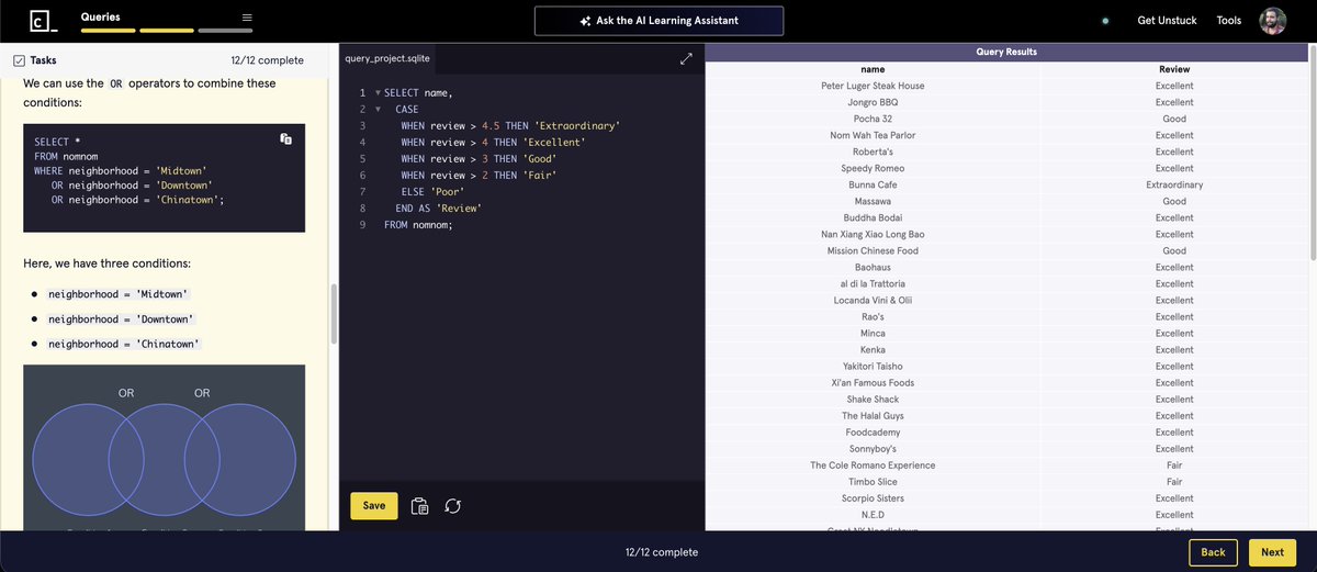 devadam88's tweet image. Having fun learning SQL again, not that this is the first time - but I&apos;ve forgotten a lot of the fundamentals since then.

I&apos;m working 90% of the time in Frontend in my job, with very limited exposure to a document database, so it&apos;s refreshing to learn this stuff.