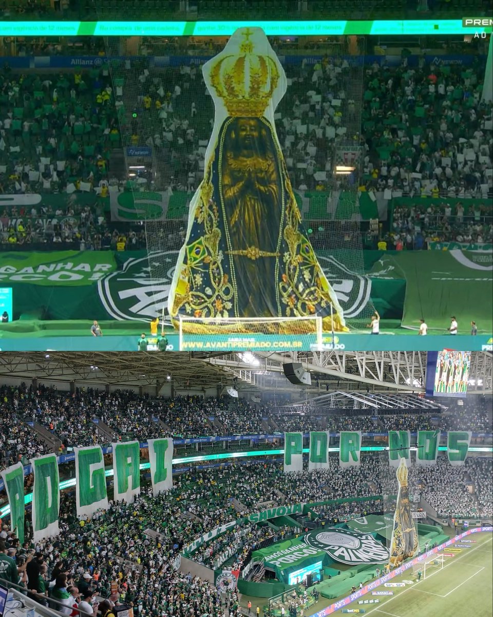 choquei's tweet photo. 🚨VEJA: O Mosaico que a torcida do Palmeiras fez em homenagem ao dia da Nossa Senhora Aparecida, que será neste domingo. https://t.co/lzlRsLjq5D