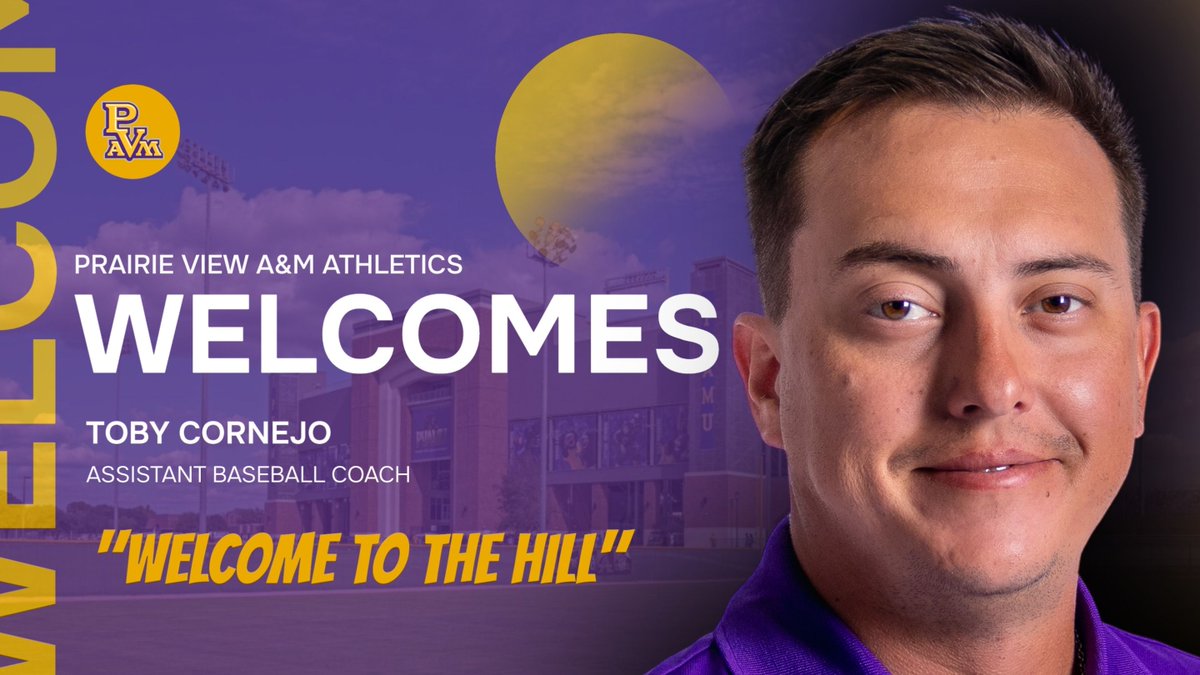 PVAMUPanthers's tweet photo. PVAMUBSB: ππ Welcome to The Hill! ππ
Join us in welcoming Coach Toby Cornejo to PVAMU Baseball! βΎοΈ
A proven leader and program builder, Coach Cornejo brings championship experience and player development success to Panther Nation! πΎ
#PVBaseball | #TheHill | #PVProud https://t.co/c6vTcai0j3