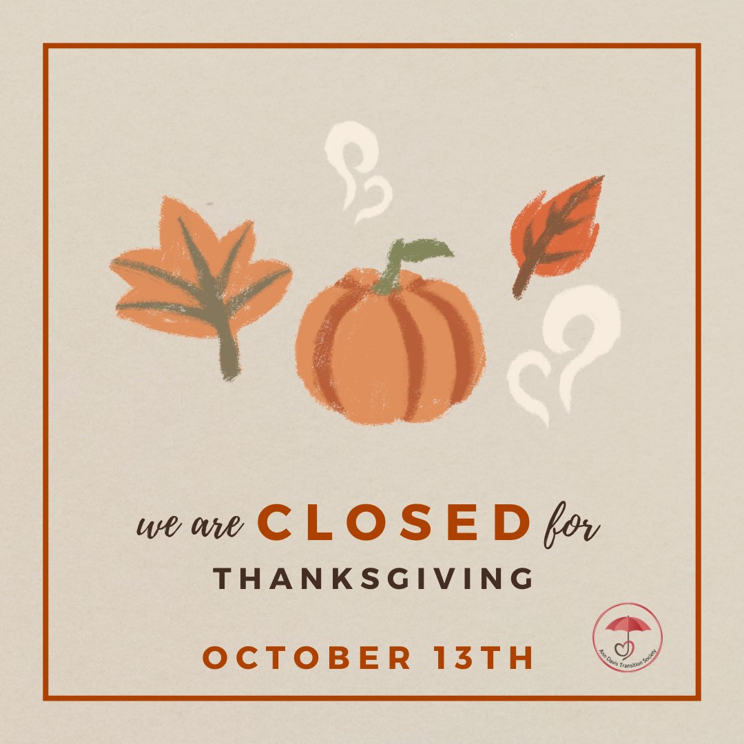A friendly reminder that we will be closed Monday, October 13th for Thanksgiving. We wish everyone a restful holiday! We will return to regular hours on Tuesday, October 14th.