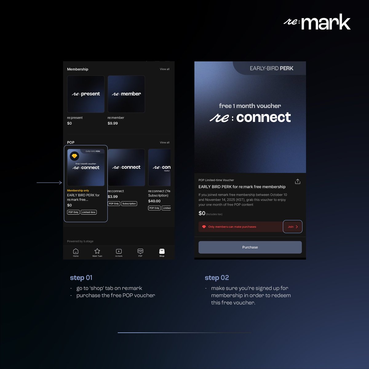 DNAmngmnt's tweet image. re:mark

T-3 hours 

@marktuan will be going LIVE on re:mark
🔔October 12, 2025
⏰01:00PM KST 

Don’t forget to grab your free POP voucher in order to watch the LIVE!
remark.marktuan.com

#MarkTuan