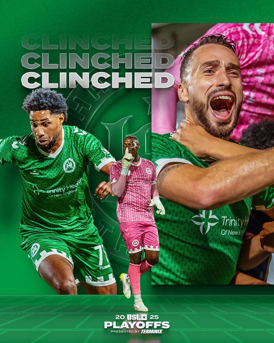 Continuing their quest for the Double 🏆 👀

<a href="/hfdathletic/">Hartford Athletic</a> has clinched a spot in the 2025 USL Championship Playoffs, presented by <a href="/Terminix/">Terminix</a>!

#USLPlayoffs
